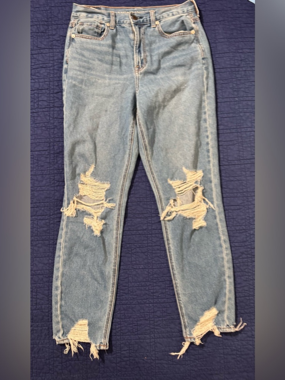 American Eagle Outfitters Light Blue Distressed Skinny Jeans